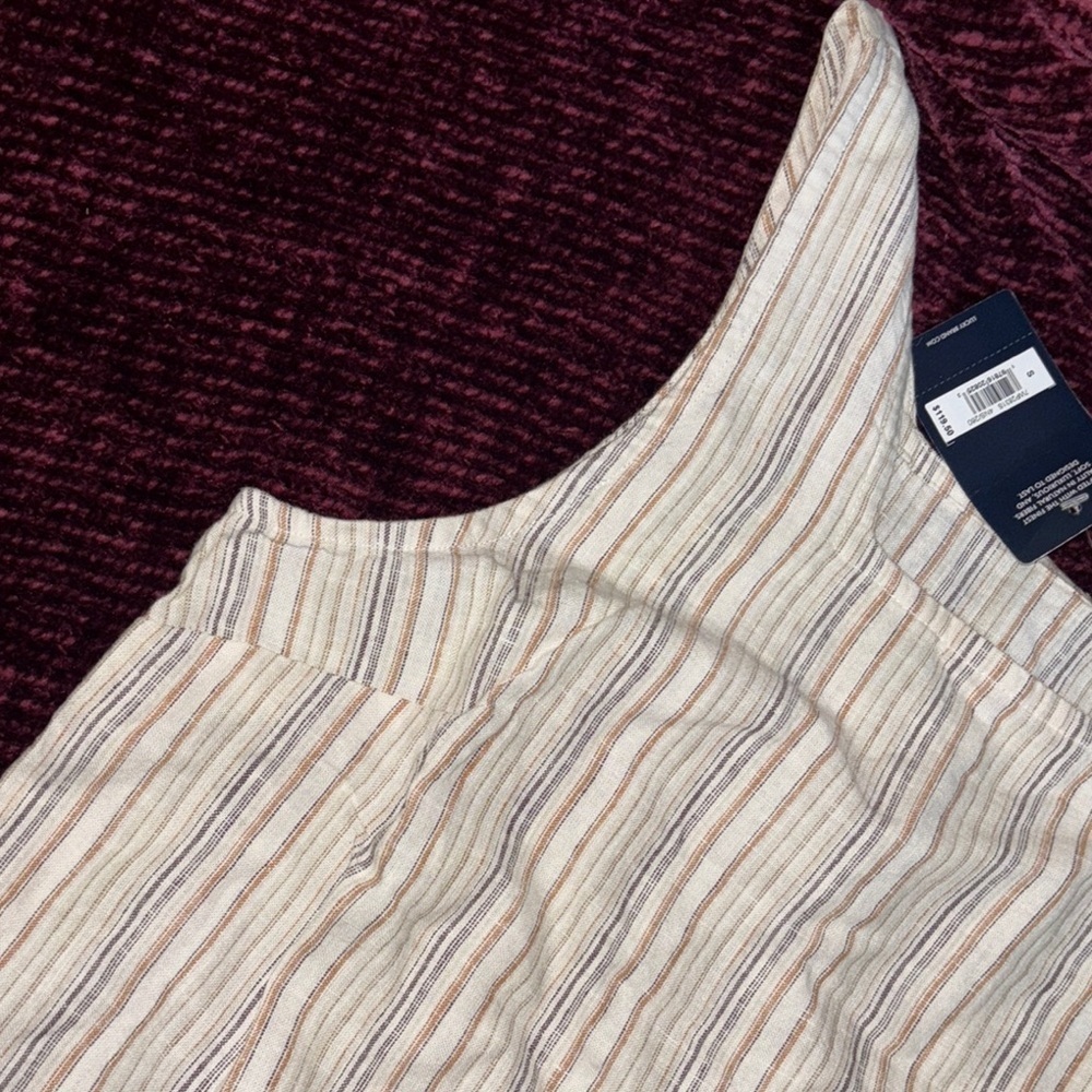 (40) Lucky Brand Tan and Cream Ribbed Sleeveless Tank Top - Picture 6 of 7